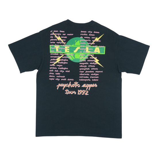 1992 Tesla Psychotic Supper Tour Shirt | Authentic Vintage Tee