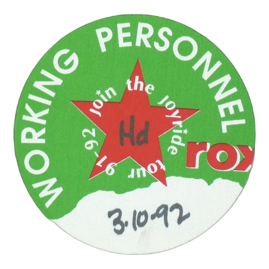 1992 Roxette Join the Joyride Tour Working Personnel Backstage Pass front