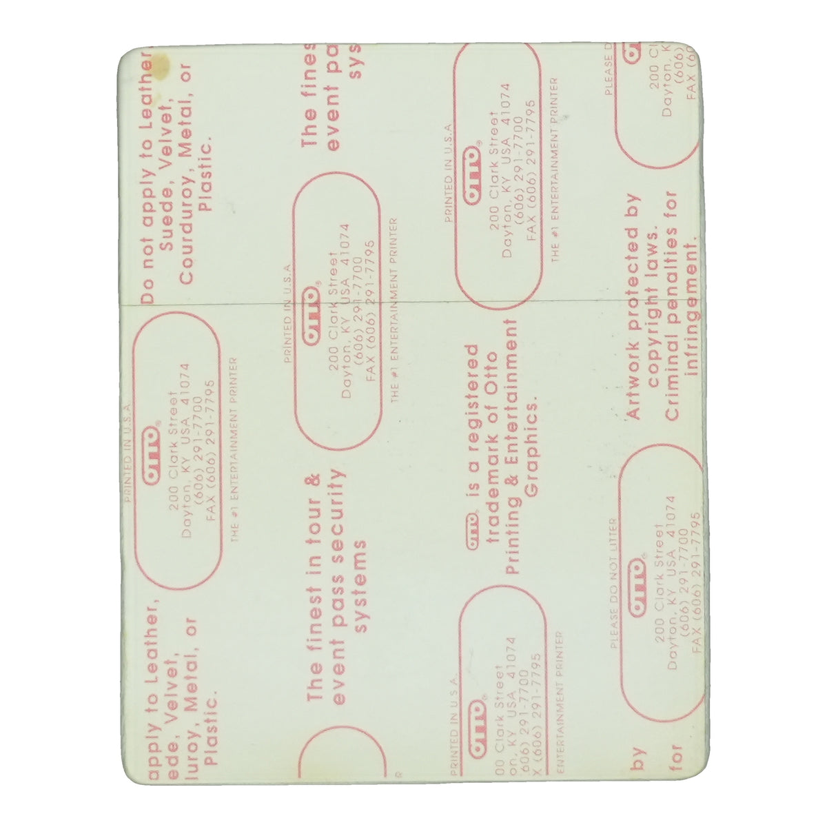 1992 Spinal Tap Break Like the Wind Local Crew Backstage Pass back
