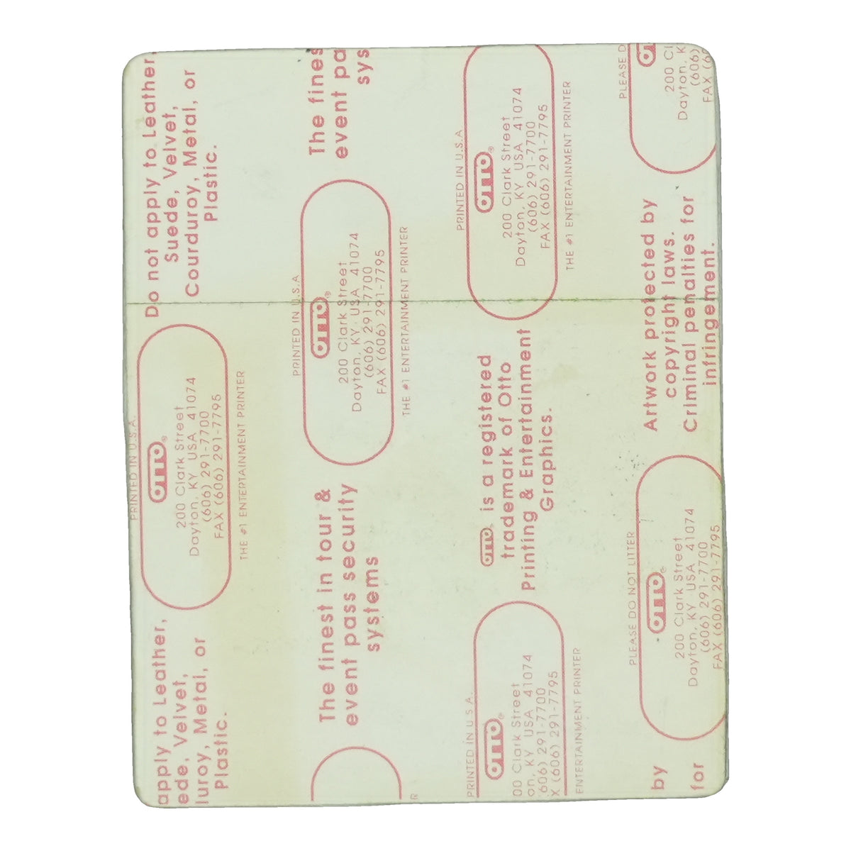 1992 Spinal Tap Break Like the Wind Local Crew Backstage Pass back