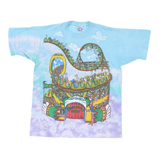 1993 Grateful Dead Roller Coaster Liquid Blue Shirt