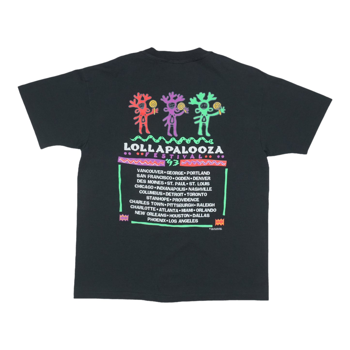 1993 Lollapalooza Festival Tour Shirt Back