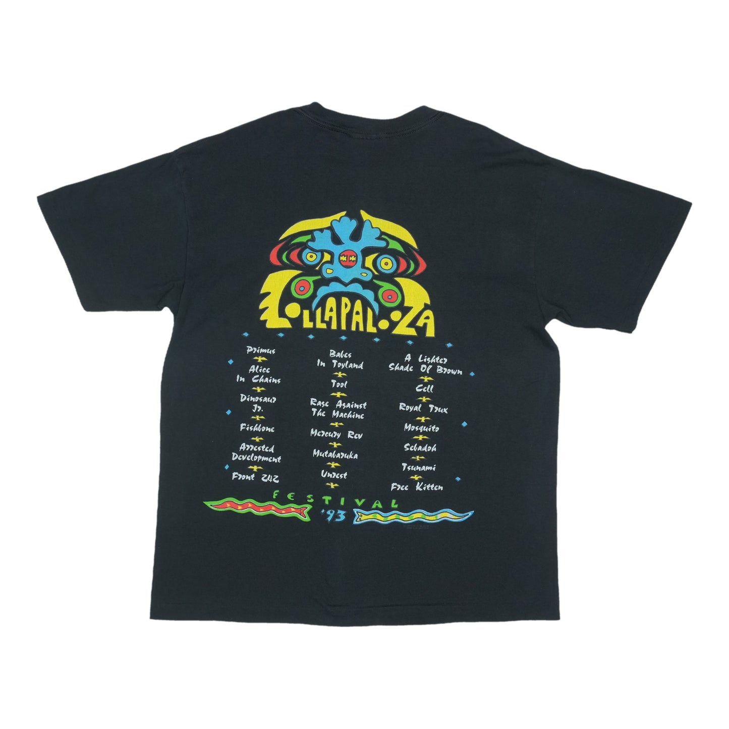 1993 Lollapalooza Music Festival Tour Shirt Back