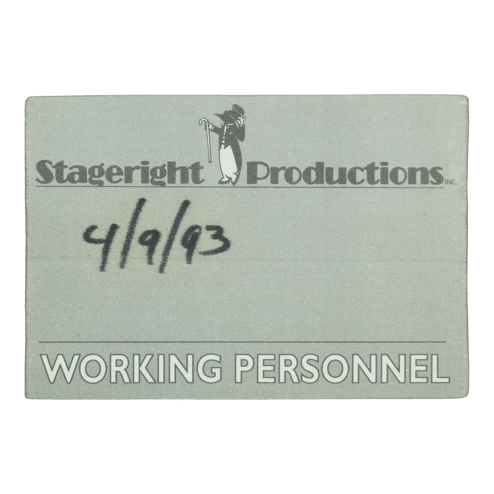 1993 Stageright Productions Working Personnel Backstage Pass front