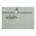 1993 Stageright Productions Working Personnel Backstage Pass front