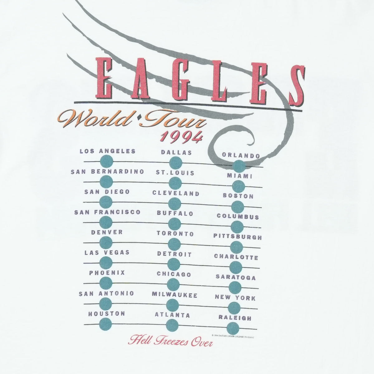1994 Eagles Hell Freezes Over World Tour Shirt