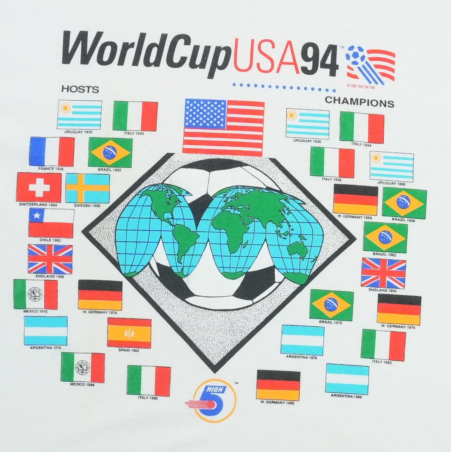 1994 World Cup USA Flags Soccer Shirt Detail 2
