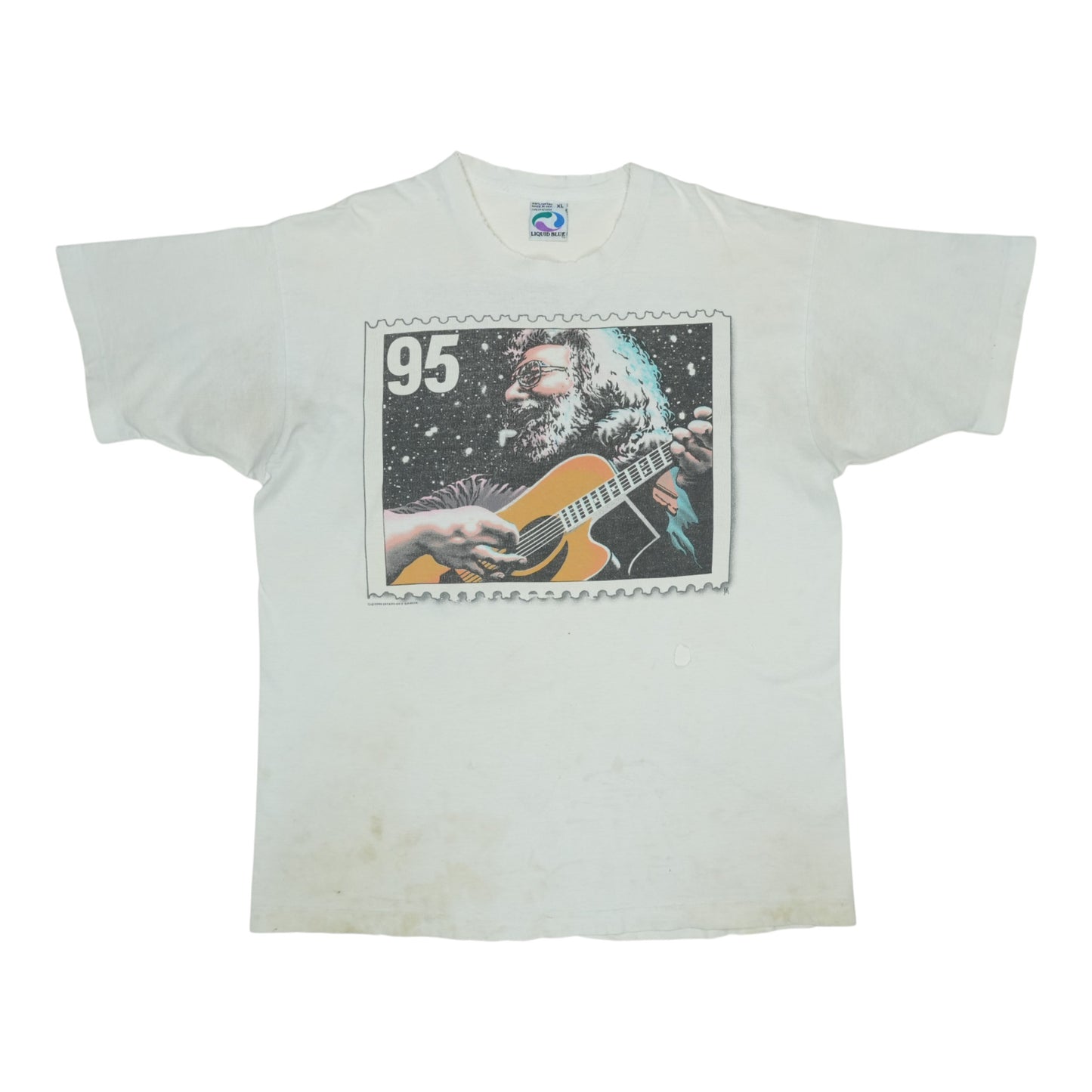 1995 Jerry Garcia Liquid Blue Stamp Shirt