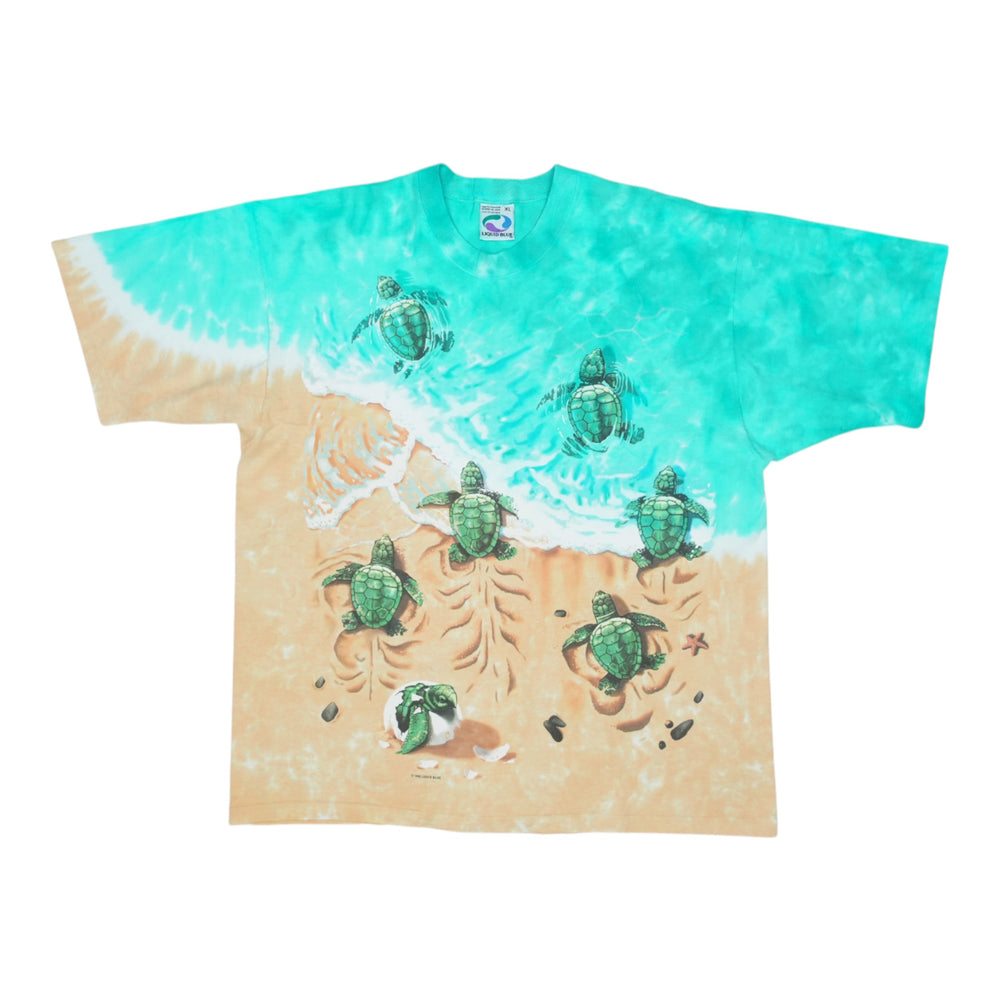 1996 Sea Turtles Liquid Blue Tie Dye Shirt