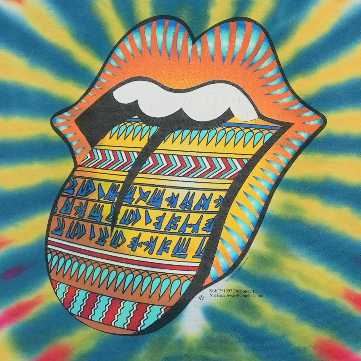 1997 Rolling Stones Bridges To Babylon Tour Tie Dye Shirt Detail 1