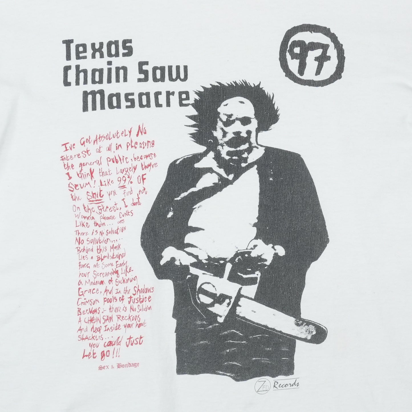 1997 Texas Chain Saw Massacre Zed Records Shirt