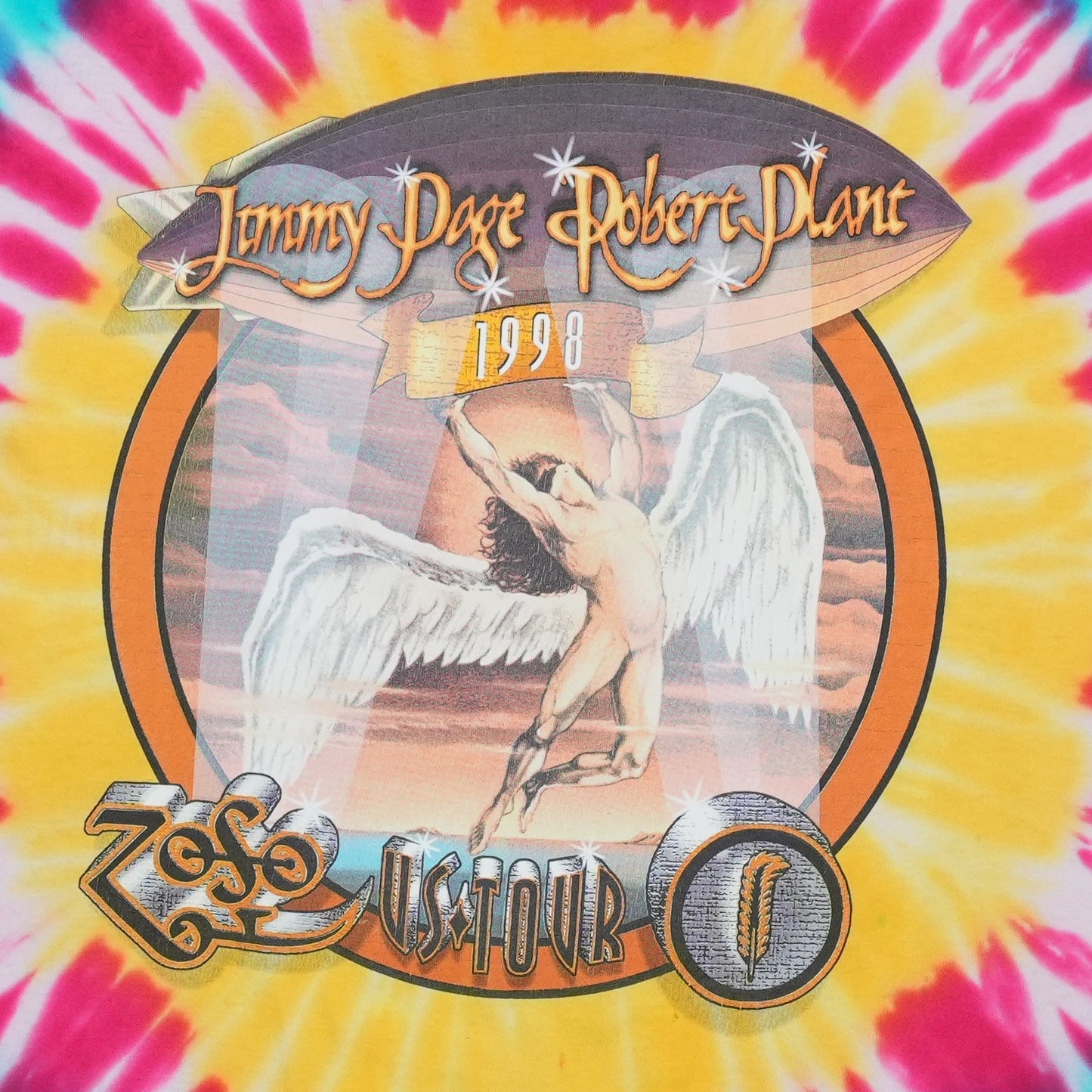 1998 Jimmy Page Robert Plant Zoso Tour Tie Dye Shirt
