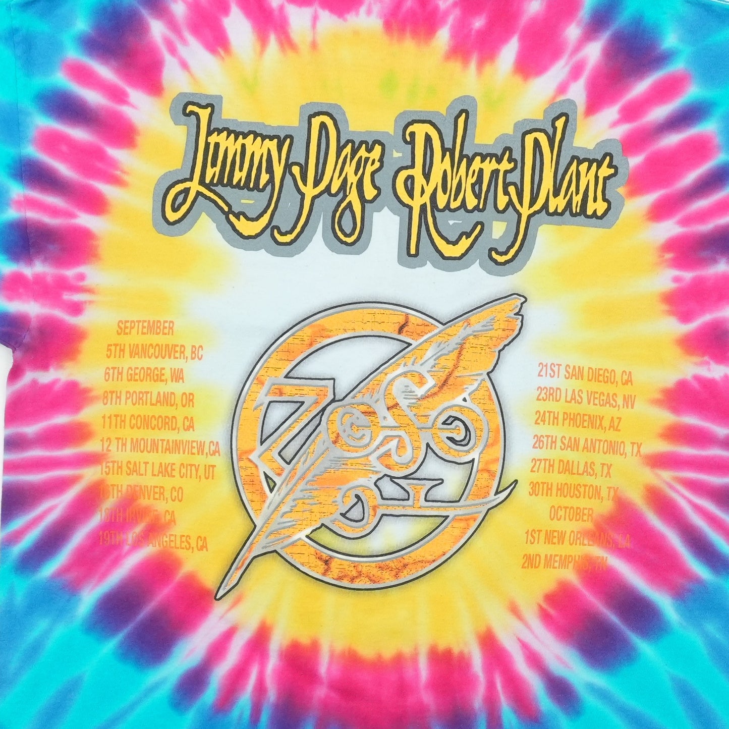 1998 Jimmy Page Robert Plant Zoso Tour Tie Dye Shirt