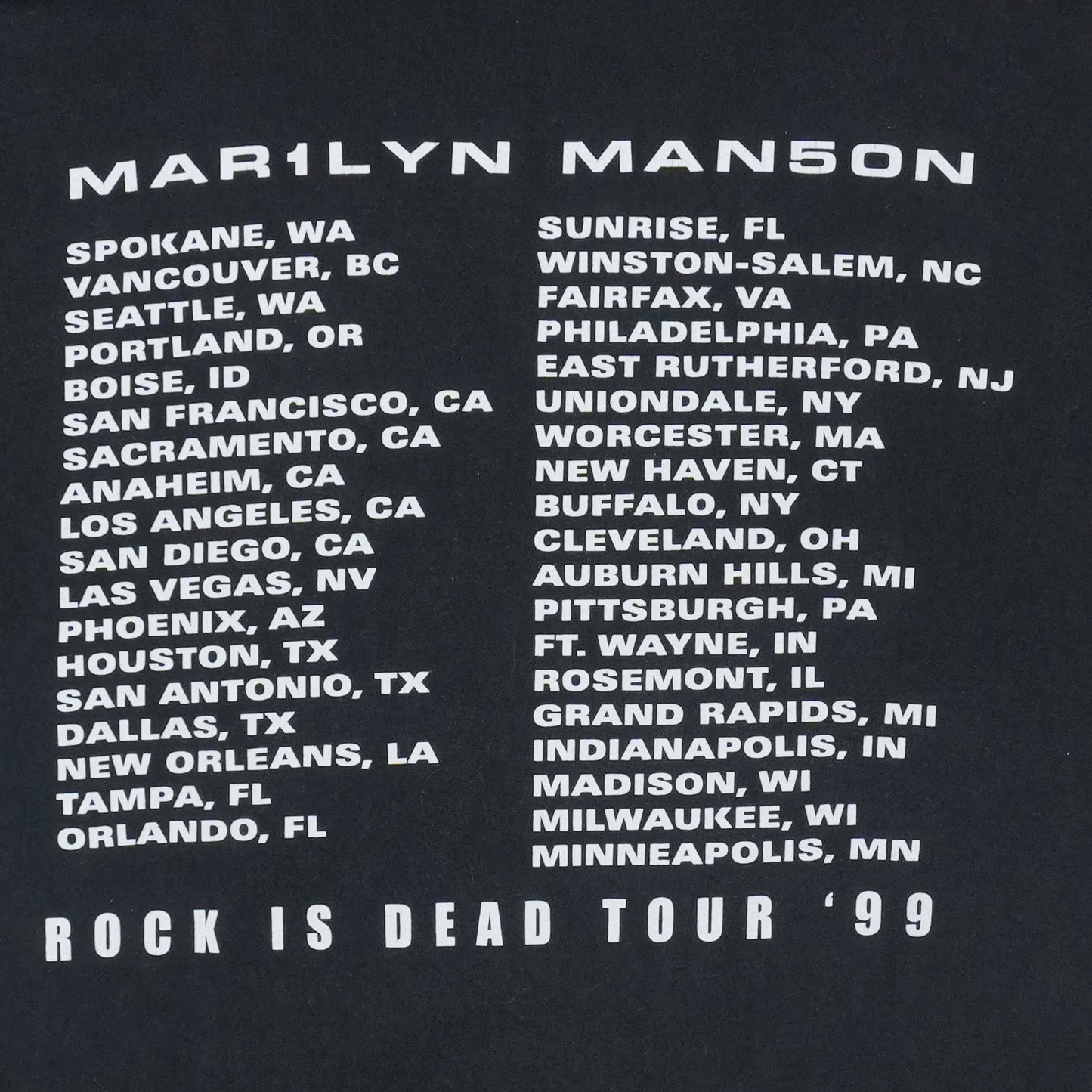 1999 Marilyn Manson Rock Is Dead Tour Shirt