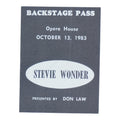1983 Stevie Wonder Backstage Pass - front