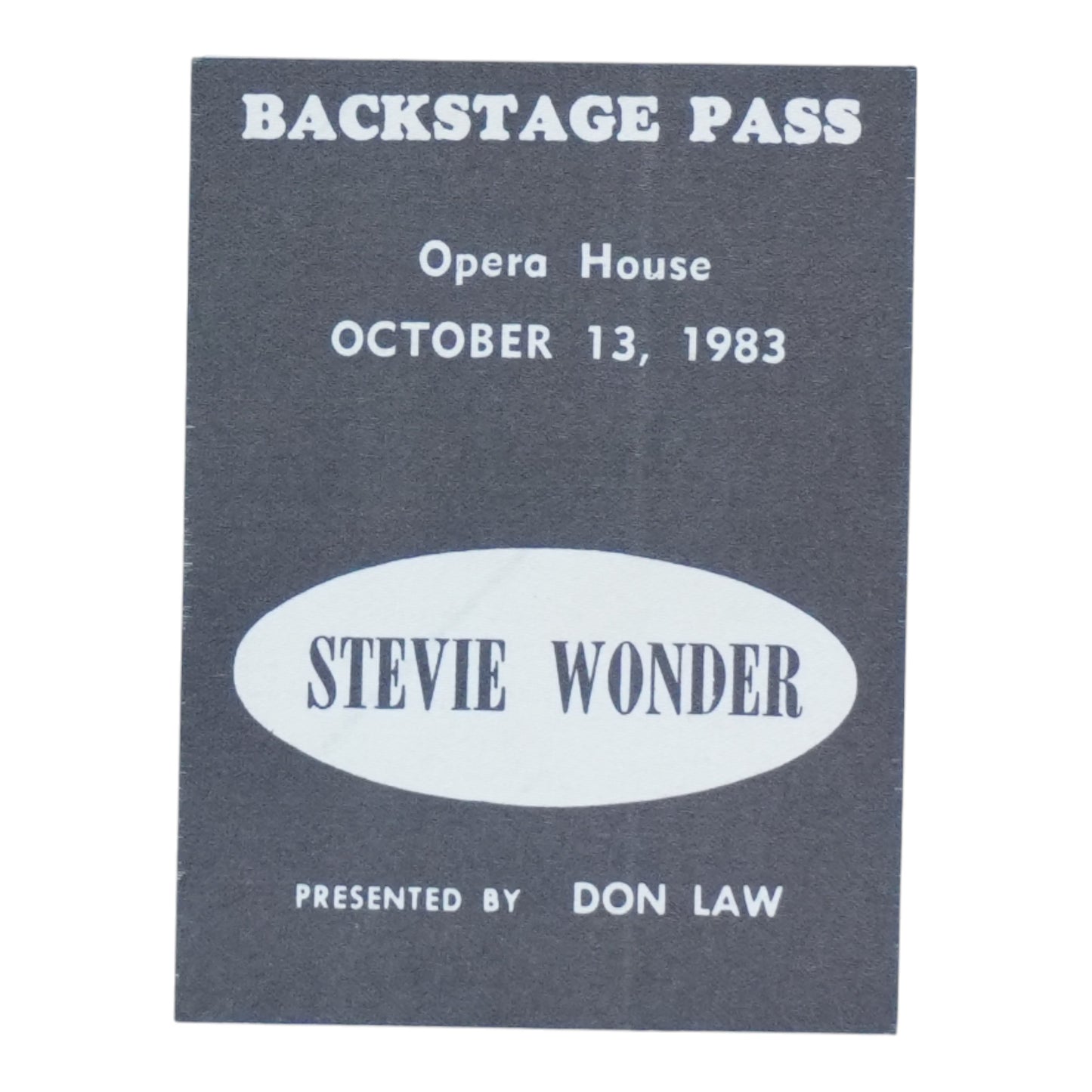 1983 Stevie Wonder Backstage Pass - front