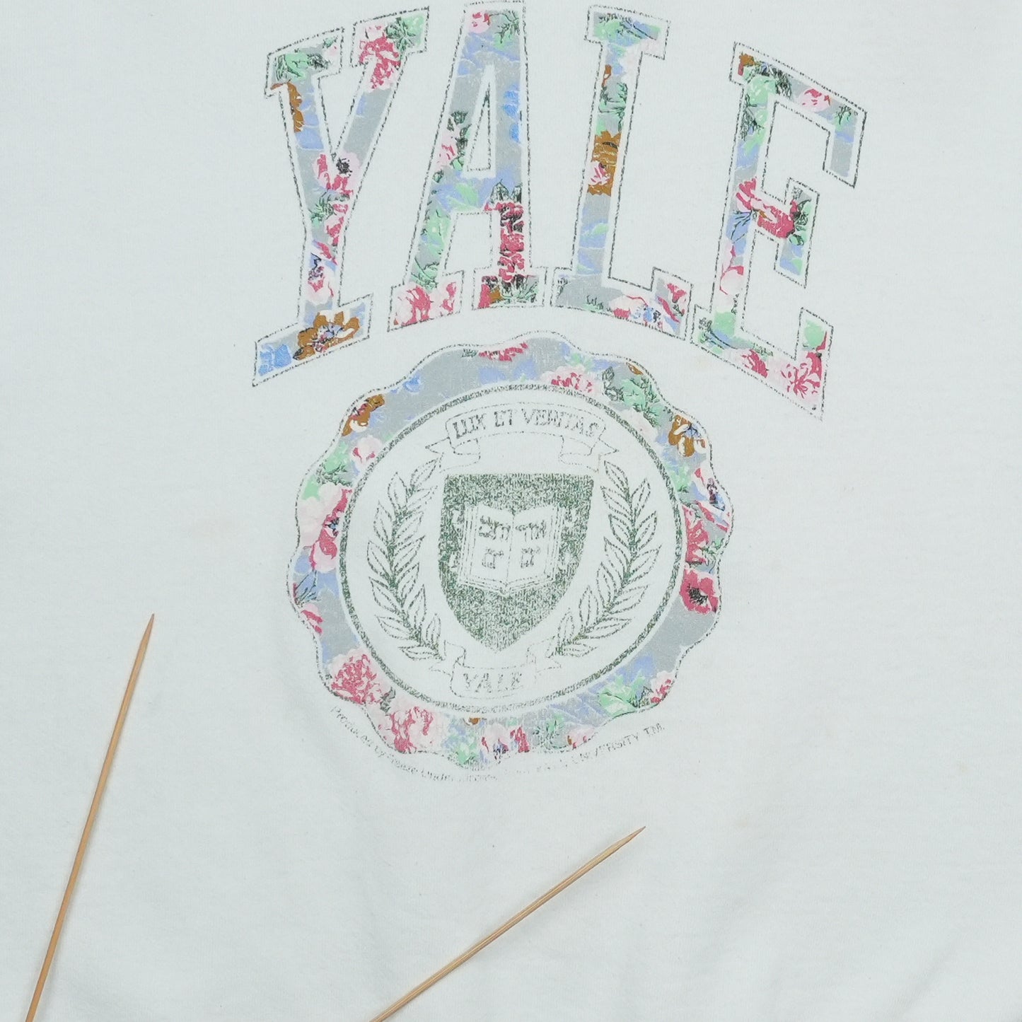 1980s Yale University Floral Sweatshirt Front Detail 1
