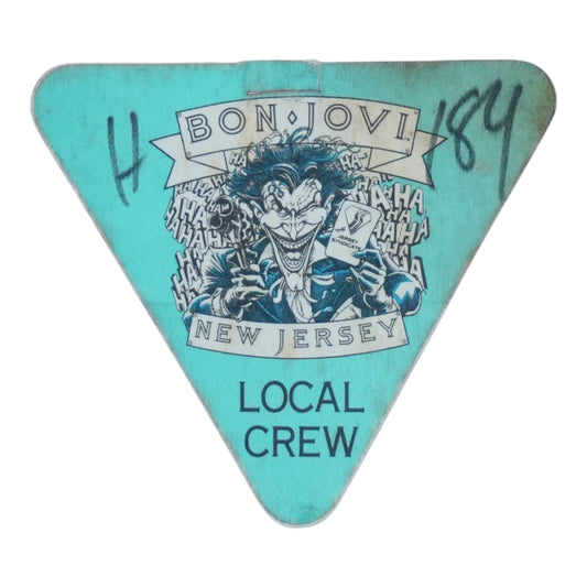 1989 Bon Jovi New Jersey Local Crew Backstage Pass - front