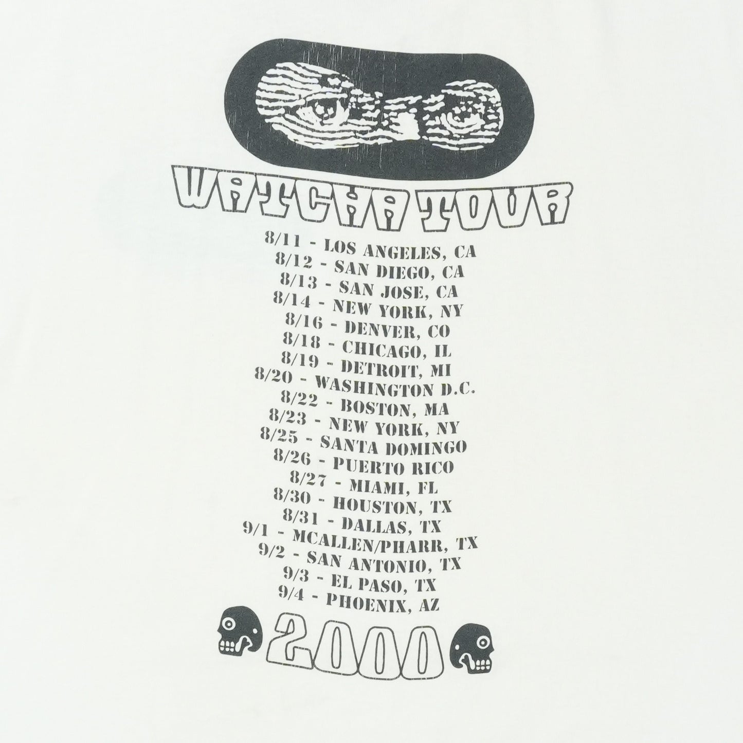 2000 Watcha Tour Panic Tour Crew Shirt