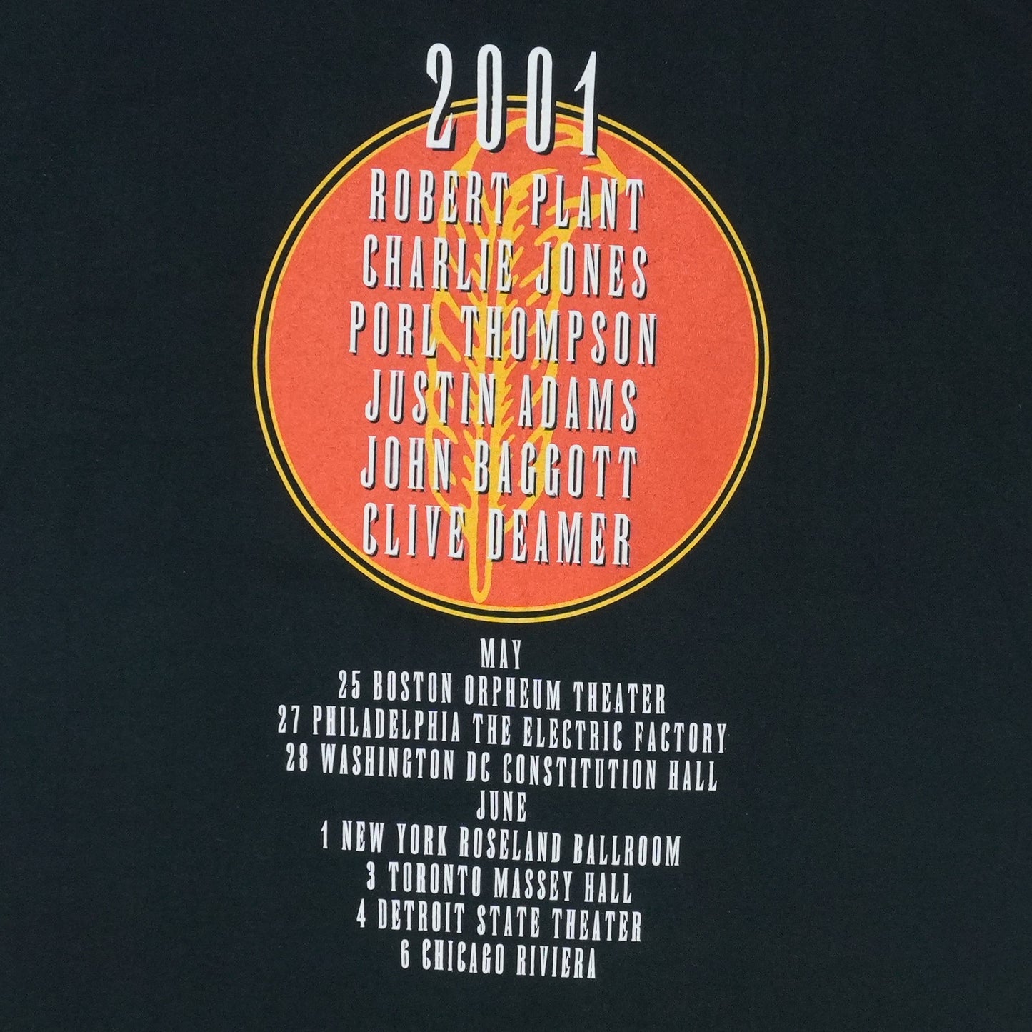 2001 Robert Plant Strange Sensation Tour Shirt