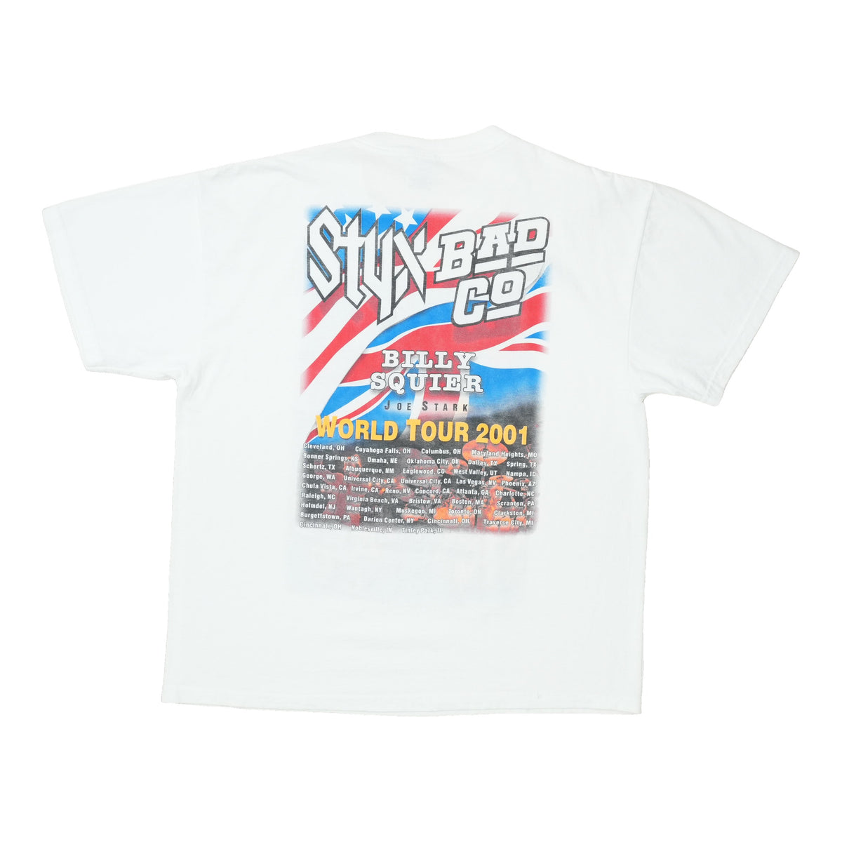 2001 Styx Bad Company Billy Squier World Tour Shirt