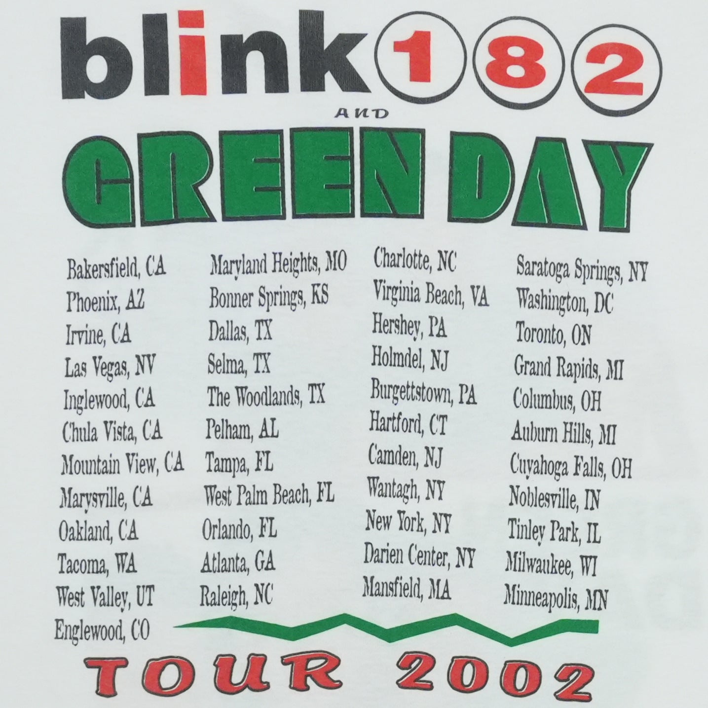 2002 Blink 182 Green Day Pop Disaster Tour Shirt | WyCo Vintage