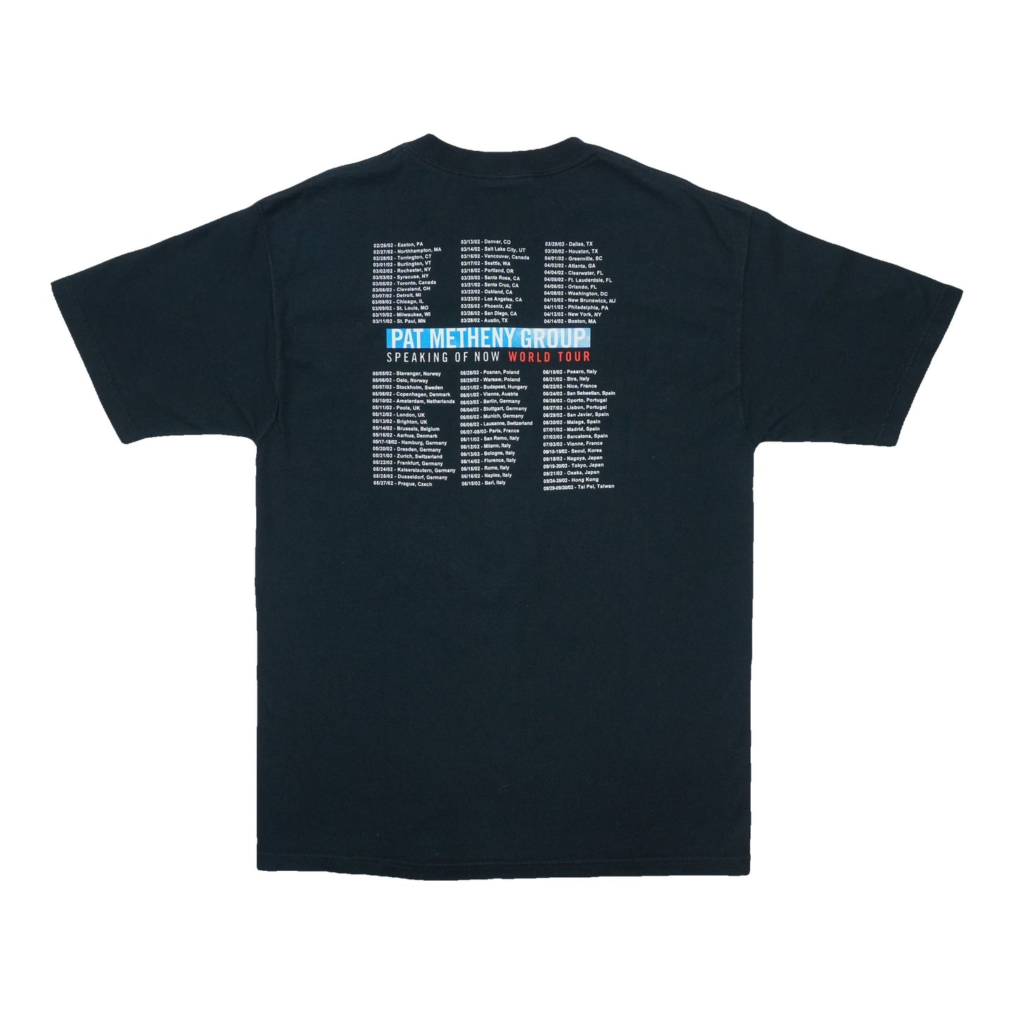 2002 Pat Metheny Group Speaking Of Now World Tour Shirt