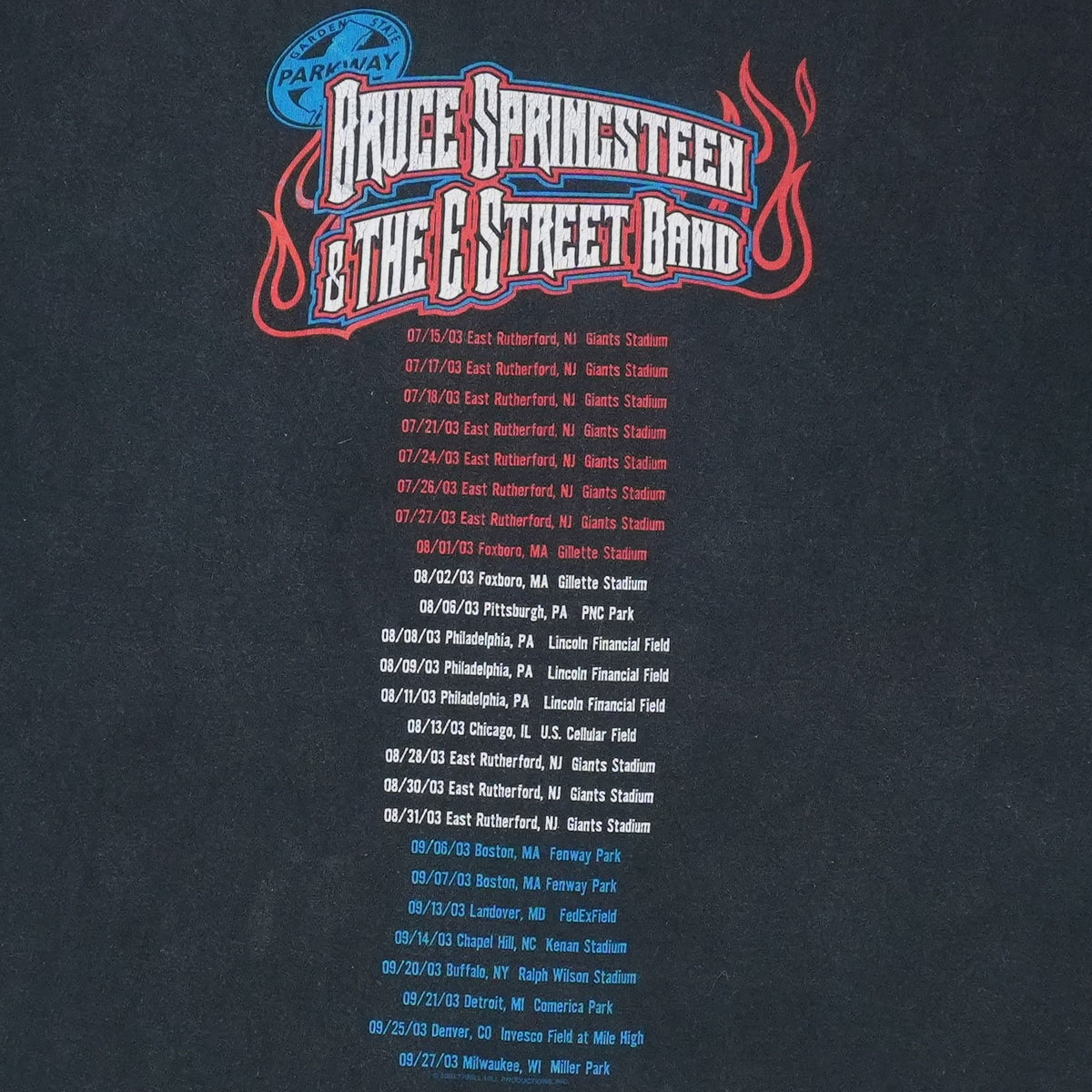 2003 Bruce Springsteen And The E Street Band Tour Shirt