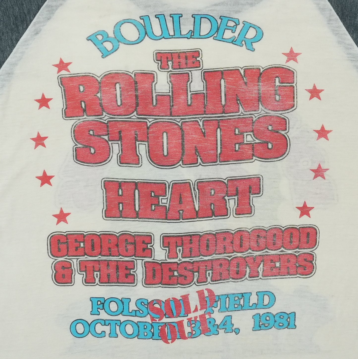 1981 The Rolling Stones Boulder Raglan Shirt Detail 6