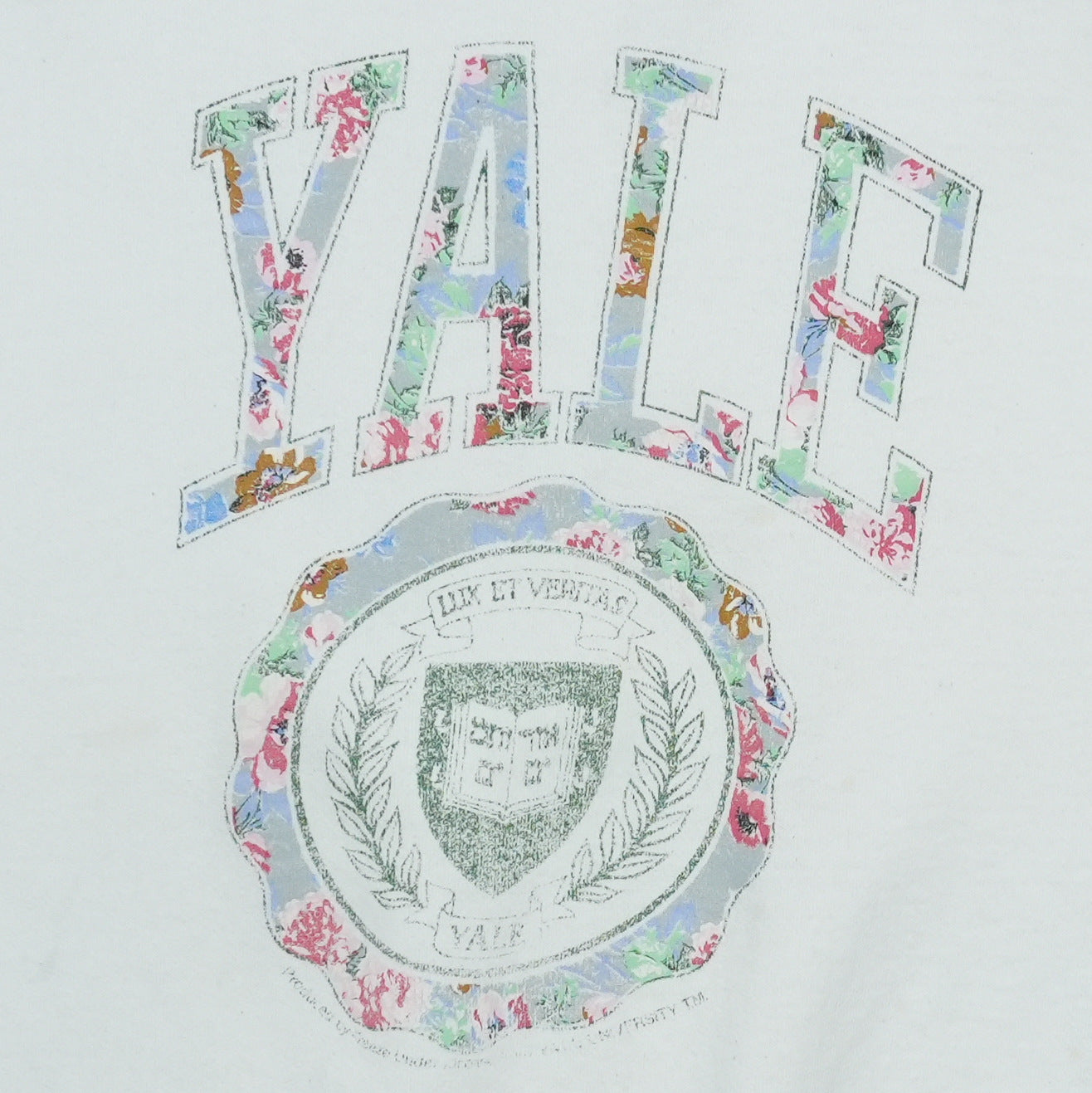 1980s Yale University Floral Sweatshirt Front Graphic