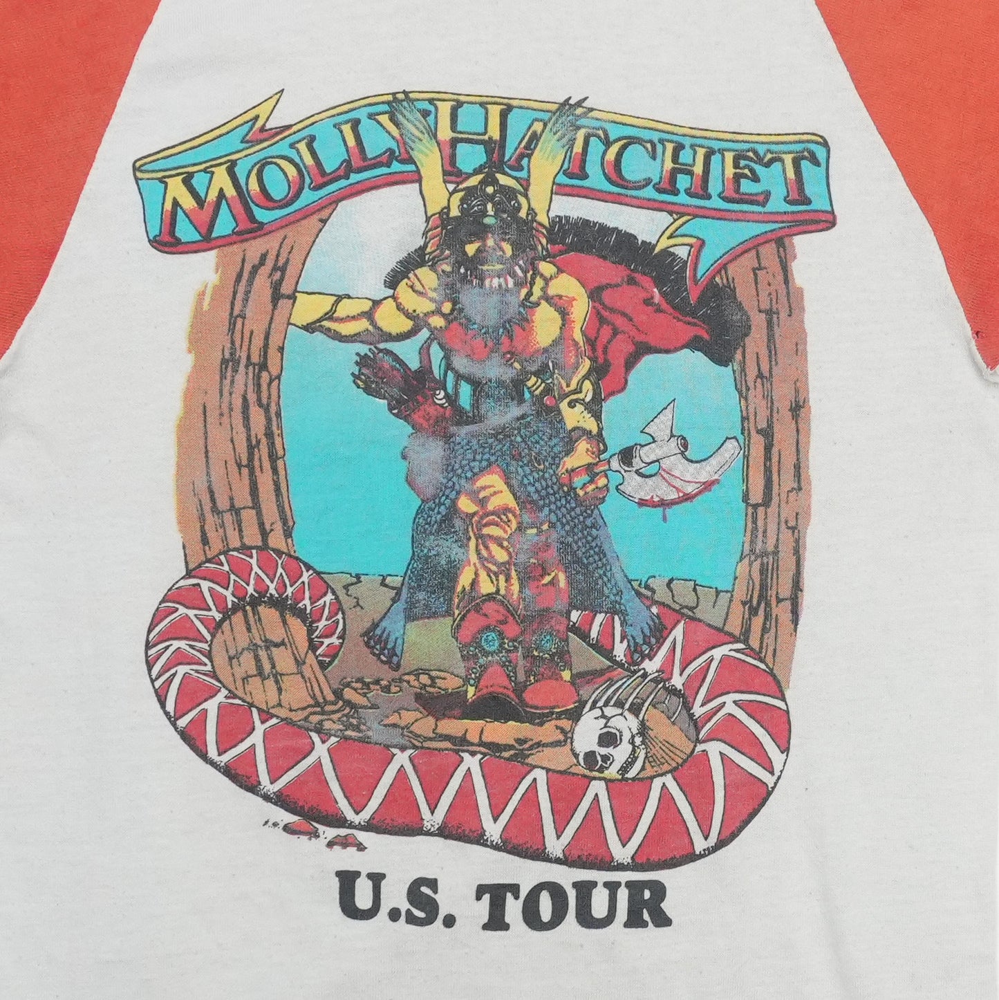 1980s Molly Hatchet & Outlaws US Tour Raglan Shirt Detail 2