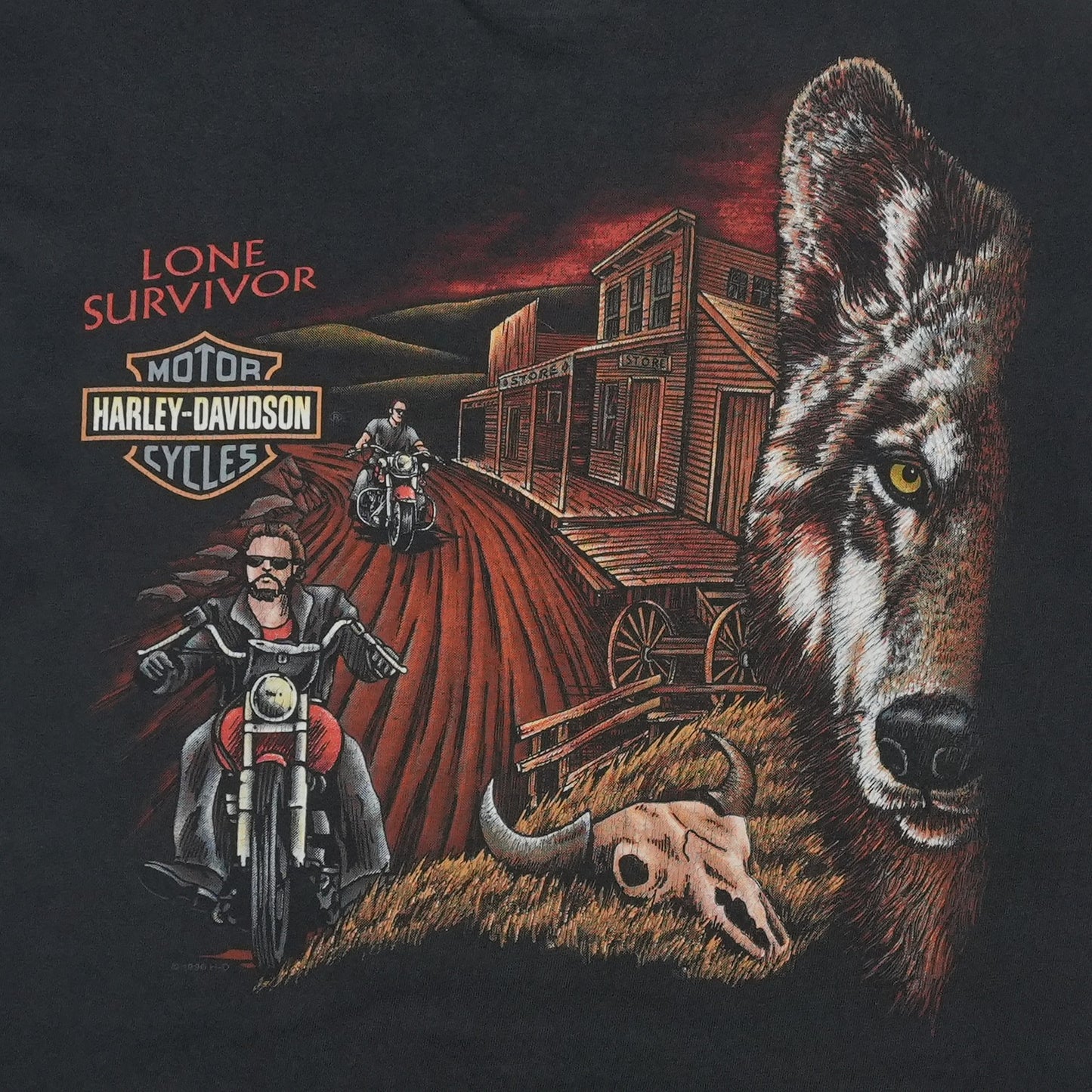 1990s Harley Davidson 800-FAT-HAWG ShirtFront Graphic