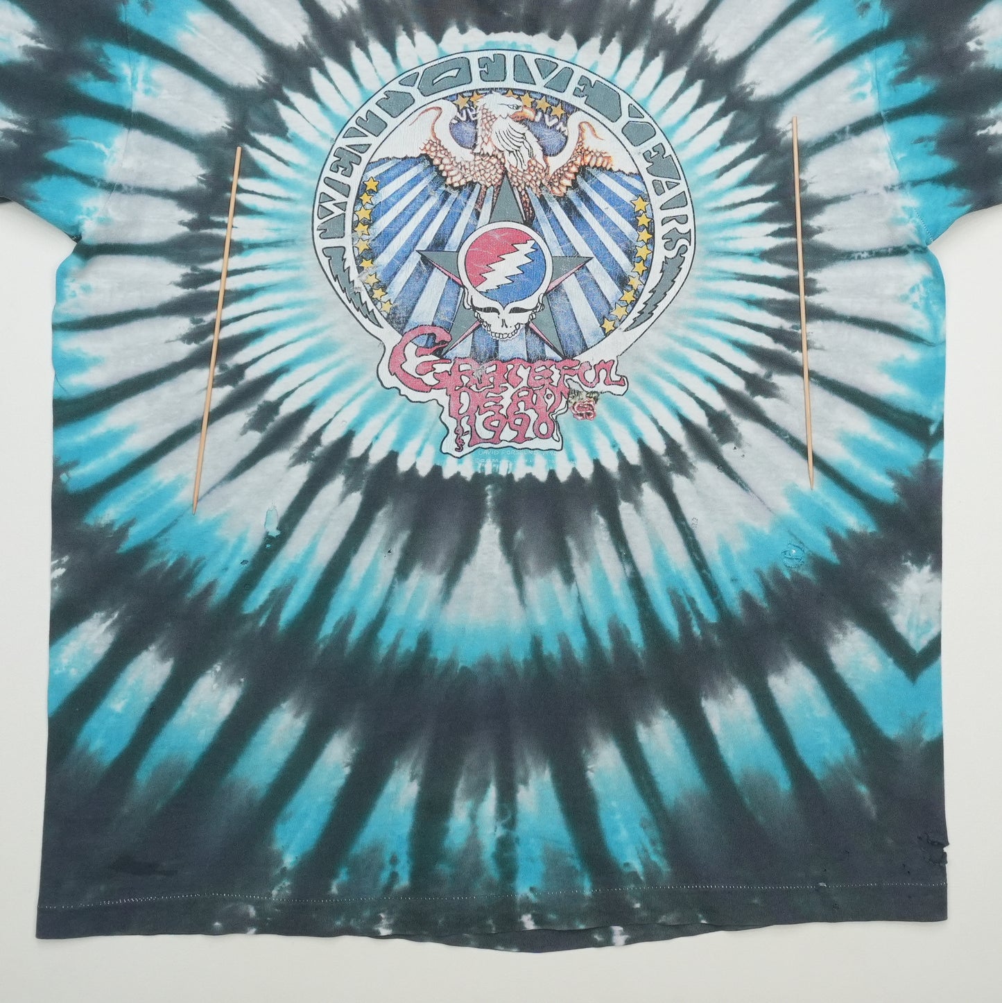 1990 Grateful Dead 25th Anniversary Tie Dye Shirt Front Detail 1