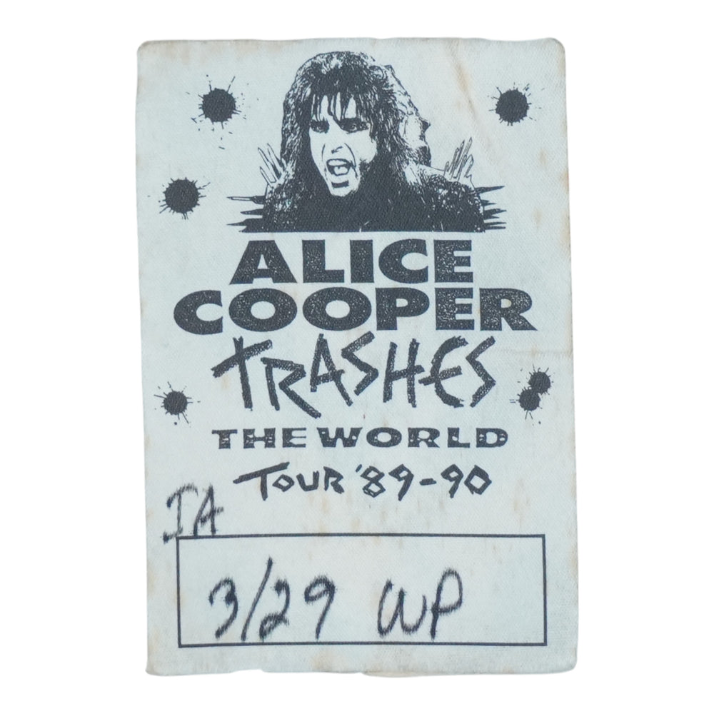 1989 Alice Cooper Trashes The World Tour Backstage Pass - front