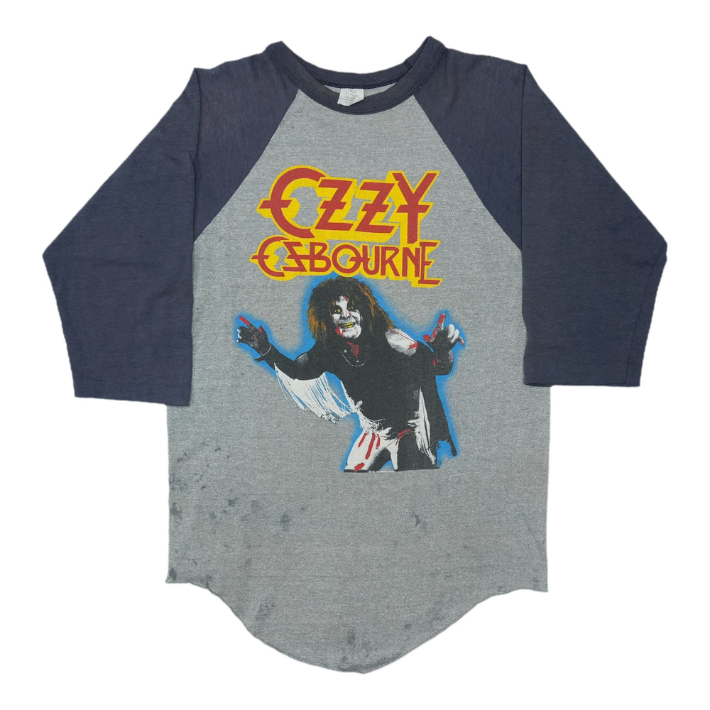 1981 Ozzy Osbourne Diary Of A Madman Raglan Shirt Front