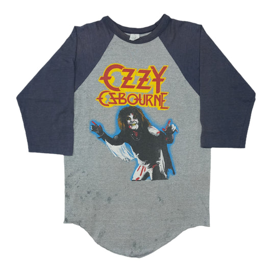 1981 Ozzy Osbourne Diary Of A Madman Raglan Shirt Front