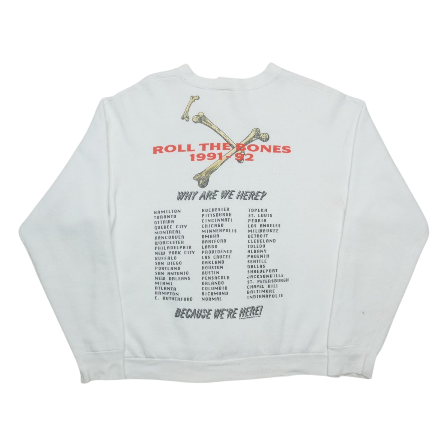 1991 Rush Roll the Bones Tour Crewneck Back