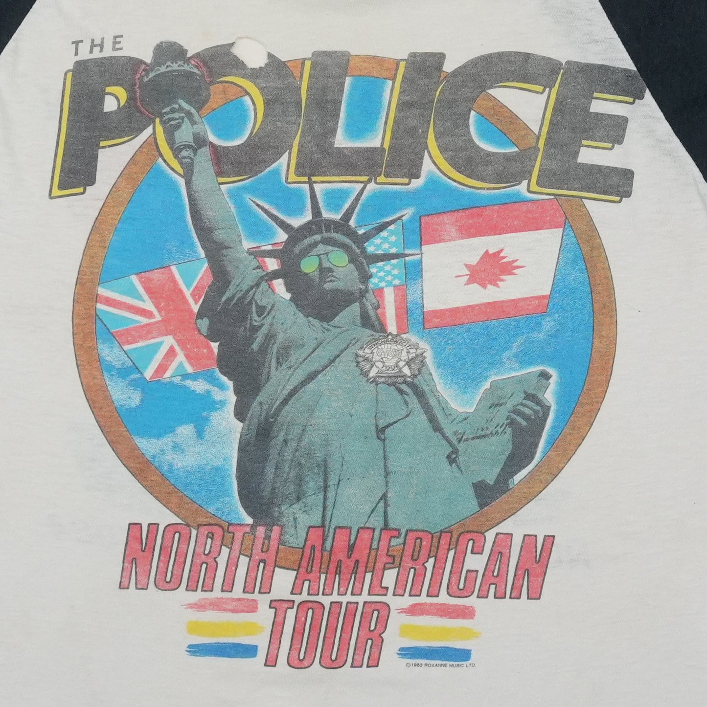 1983 The Police Synchronicity Tour Raglan Shirt Detail 2