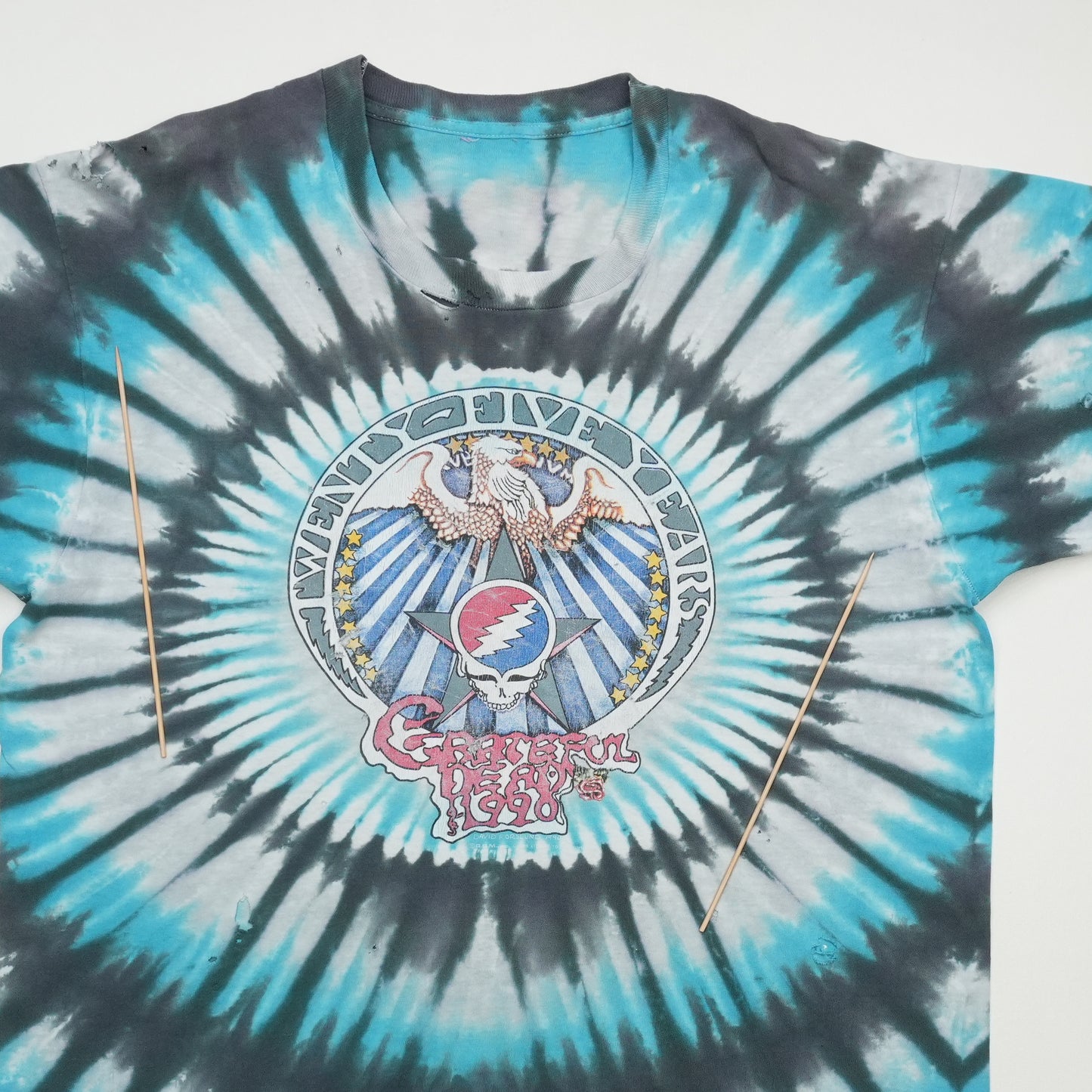 1990 Grateful Dead 25th Anniversary Tie Dye Shirt Front Detail 2