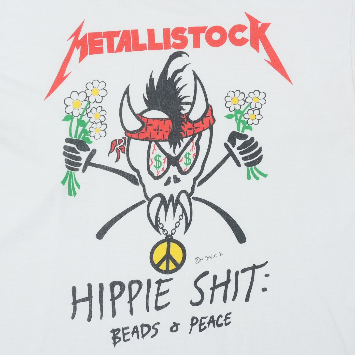 1994 Metallica Metallistock Hippie Shit Parody Shirt Detail 2