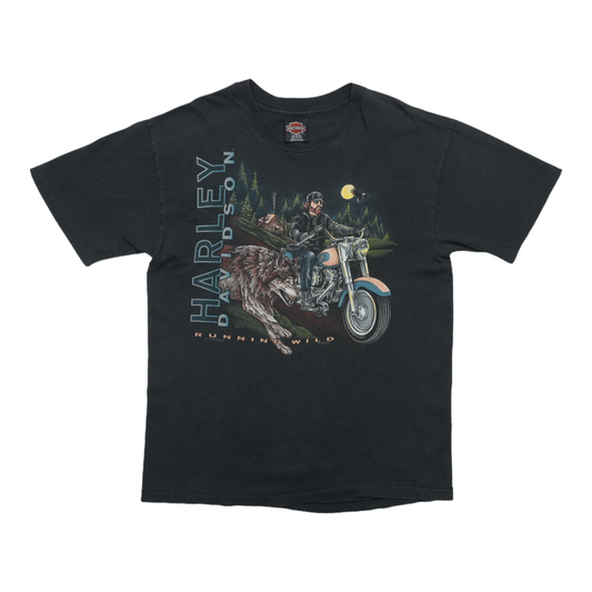 1995 Harley Davidson Runnin Wild Wolf Rider ShirtFront