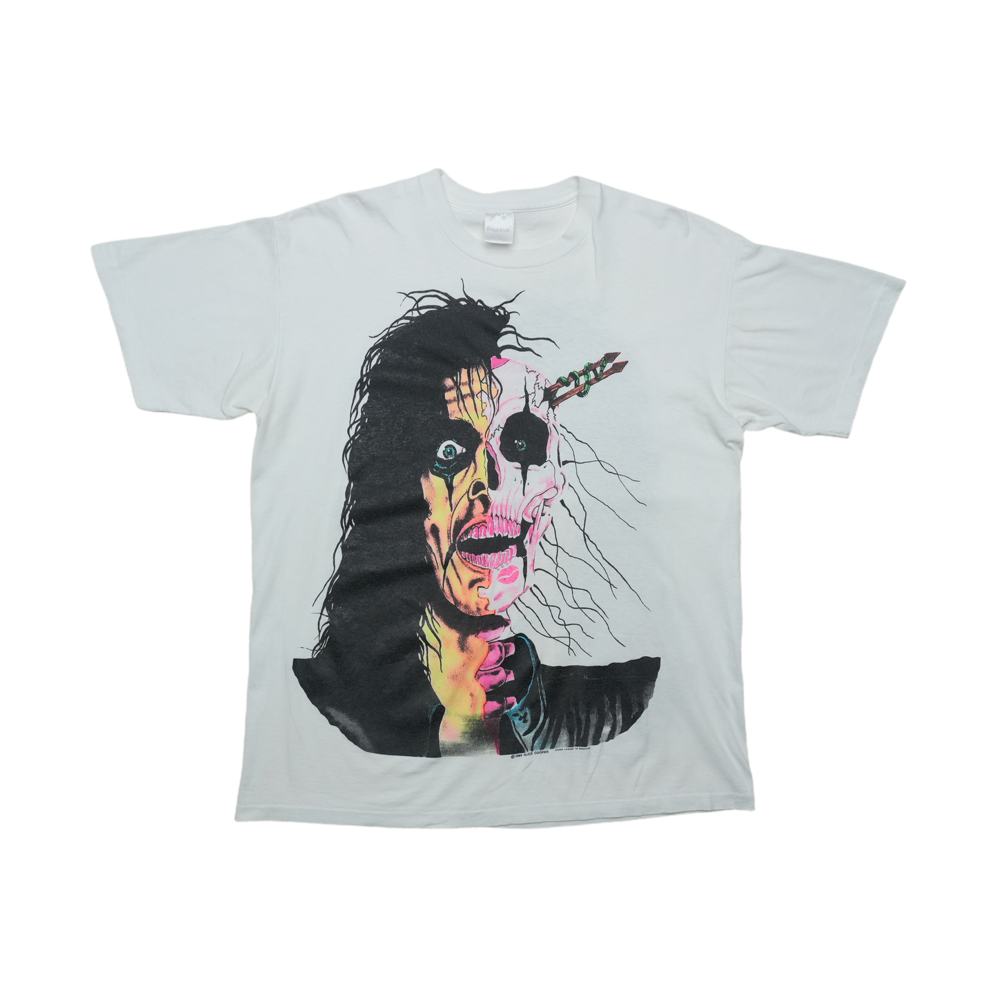 1989 Alice Cooper Half Face Skull Shirt Front