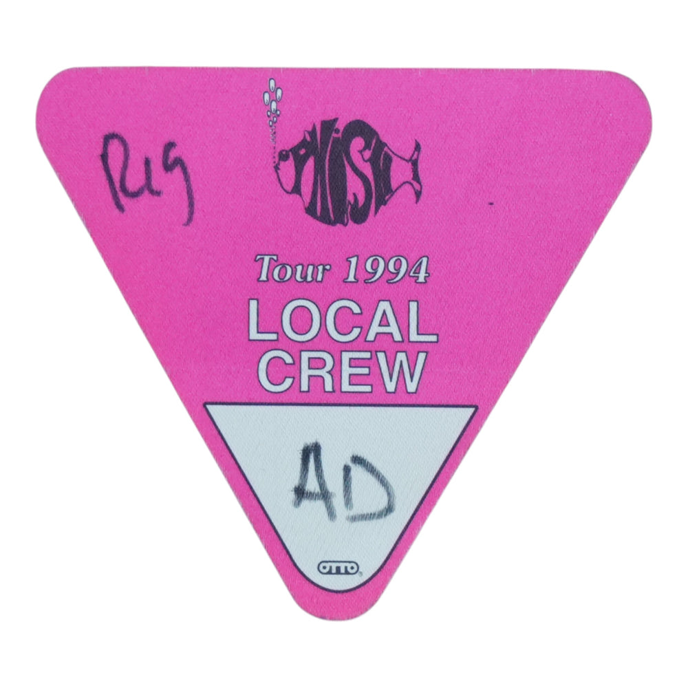 1994 Phish Tour 1994 Local Crew Backstage Pass - front