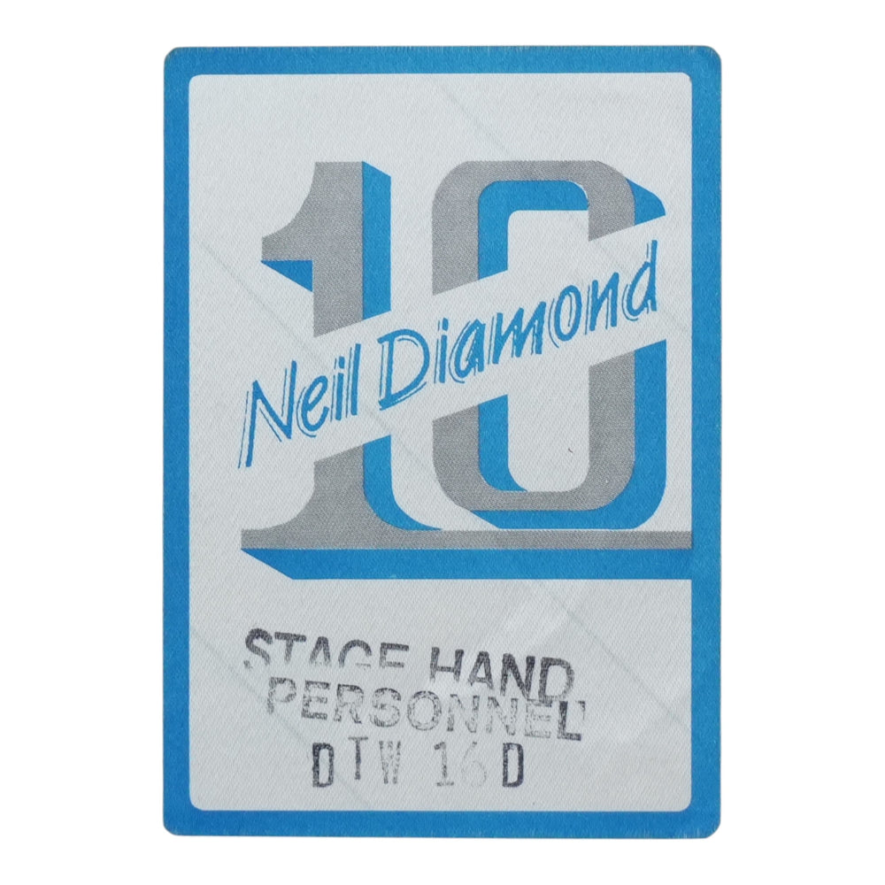1980s Neil Diamond "10" Tour Stage Hand Personnel Backstage Pass - front
