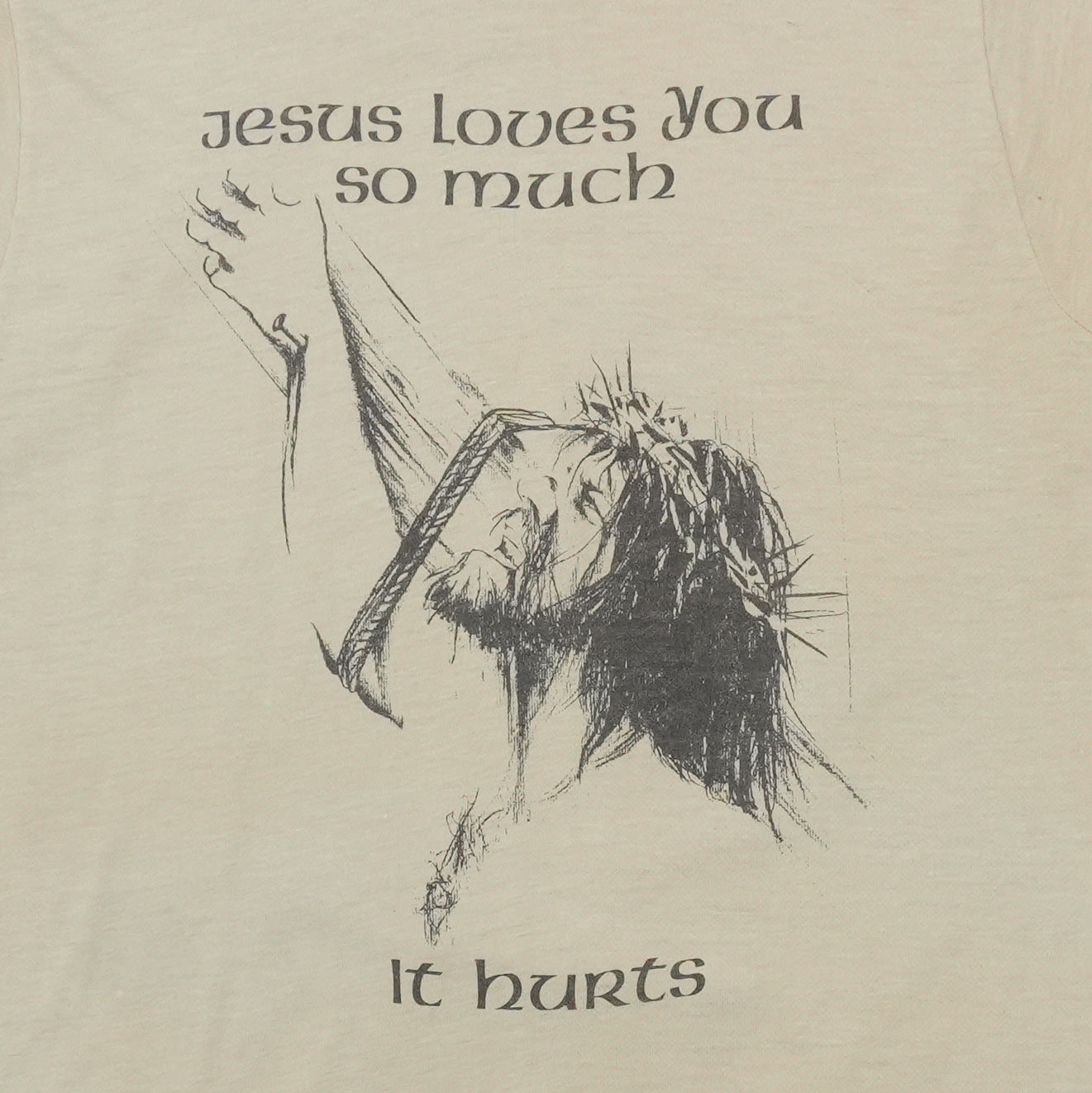 1980s Jesus Loves You So Much It Hurts Shirt Detail 2