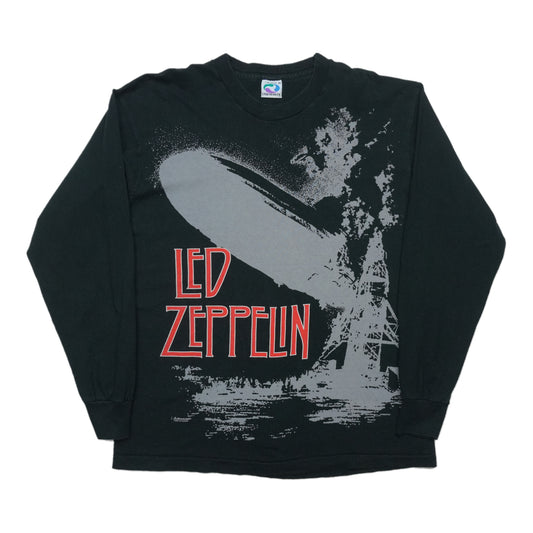 1990s Led Zeppelin Liquid Blue Long Sleeve Shirt Front