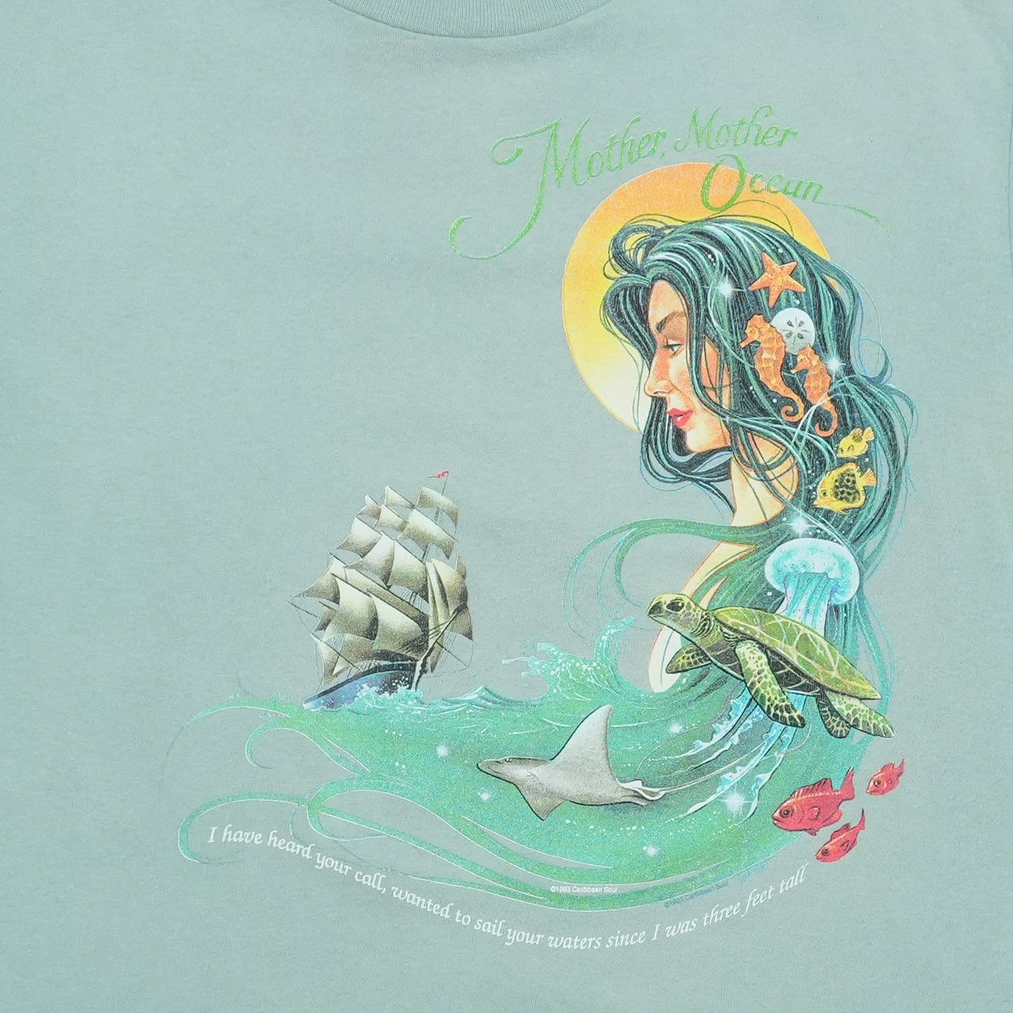 1990s Mother Ocean Caribbean Soul Shirt Front Graphic