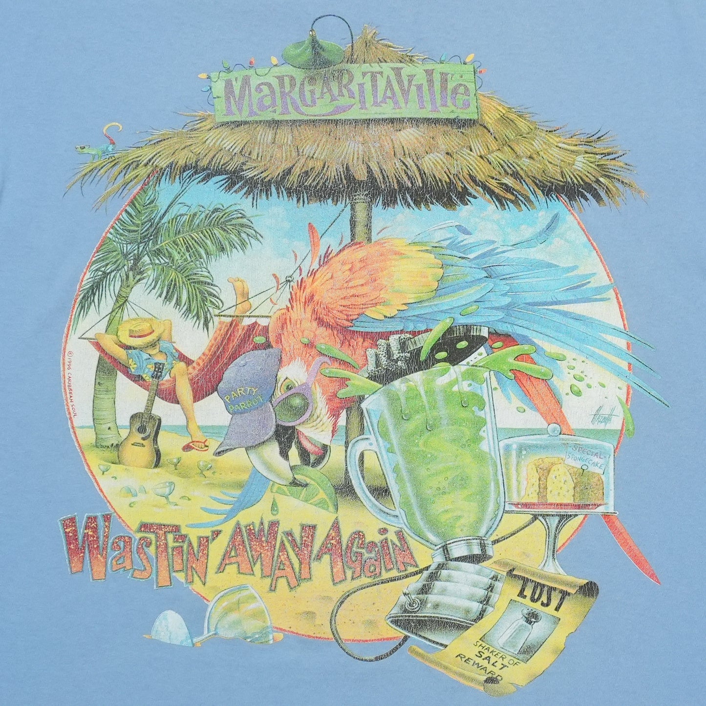 1996 Jimmy Buffett Margaritaville Caribbean Soul Shirt Back Graphic