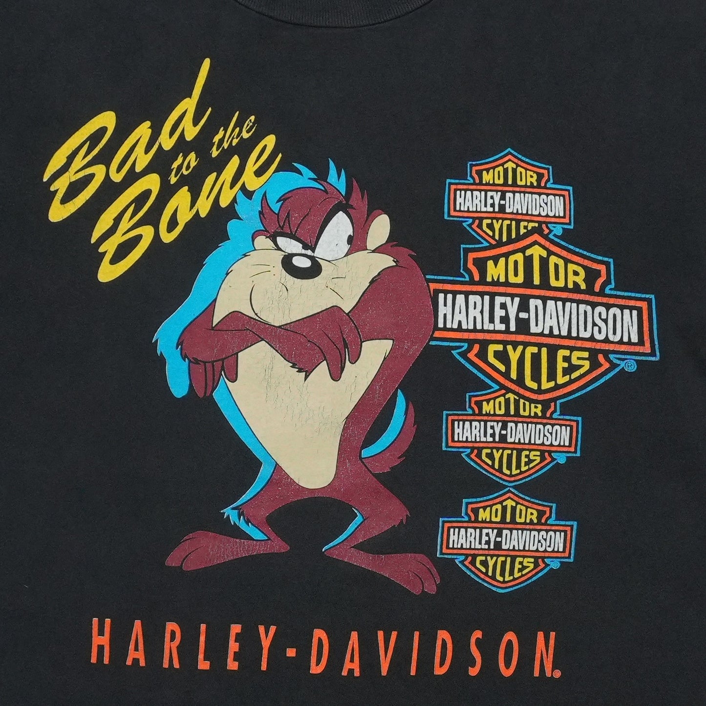 1993 Harley Davidson Taz Bad to the Bone ShirtFront Graphic