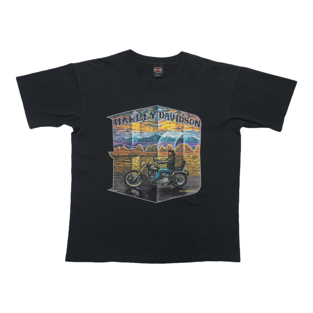 1994 Harley Davidson Rider Mountain Landscape ShirtFront